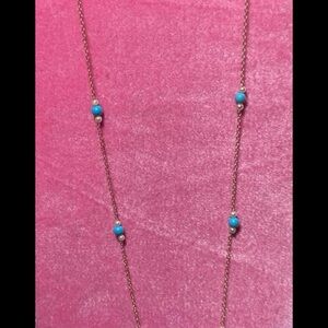 Elegant 14 K Gold Necklace 22” 39 grams with Turquoise Accent seed beads